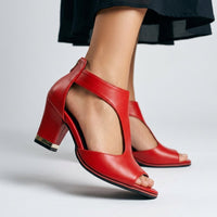 Brynne Cutout Block Heel in Crimson