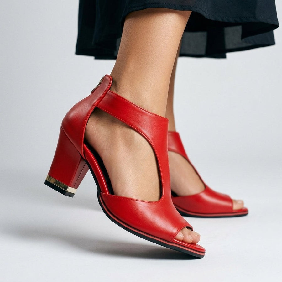 Brynne Cutout Block Heel in Crimson