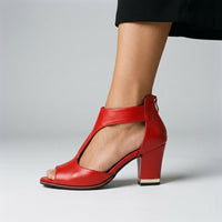 Brynne Cutout Block Heel in Crimson