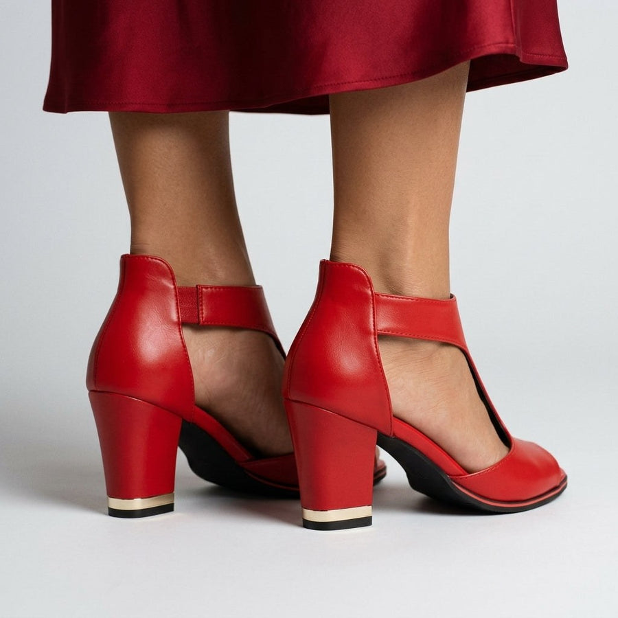 Brynne Cutout Block Heel in Crimson