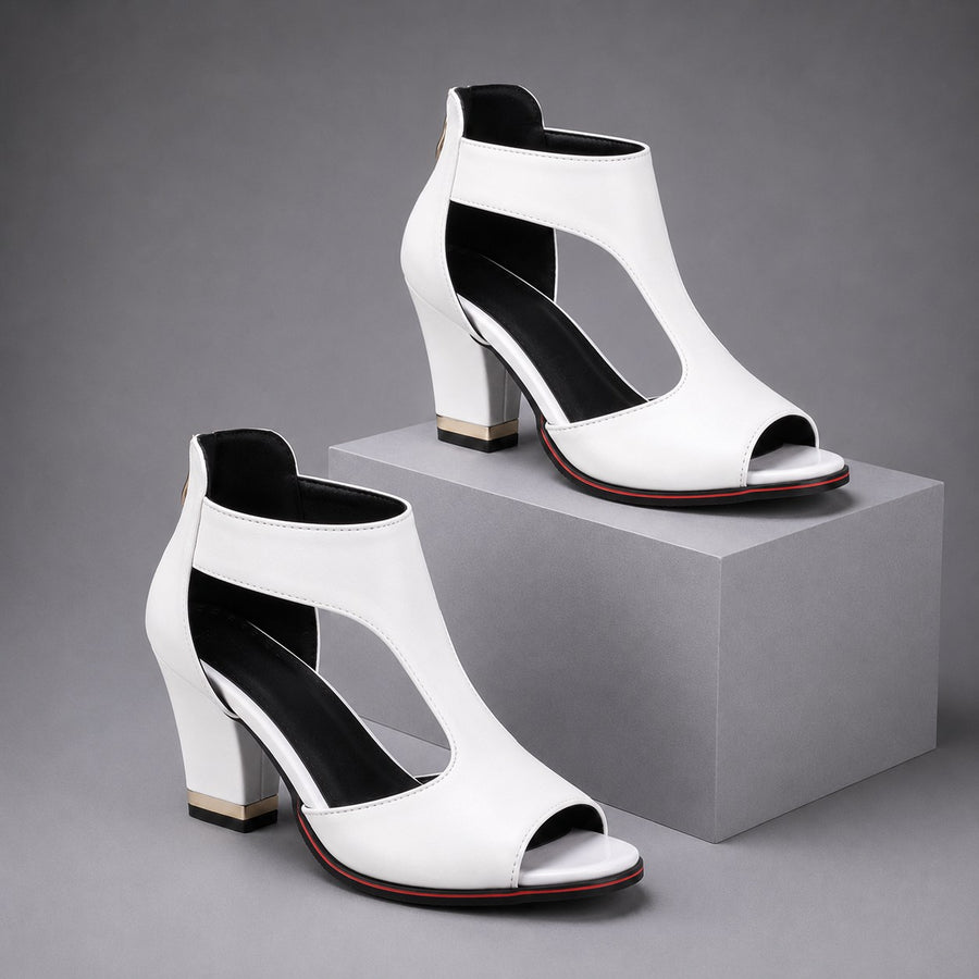Brynne Cutout Block Heel in Pearl