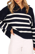 Miranda Stripe Quarter Zip Sweater in At Size Small Medium
