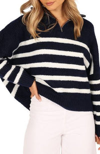 Petal & Pup Miranda Stripe Quarter Zip Sweater in At Nordstrom Size Small Medium