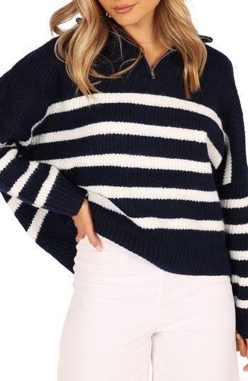 Petal & Pup Miranda Stripe Quarter Zip Sweater in At Nordstrom Size Small Medium