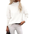 Women' Turtleneck Sweater Fall Winter Chunky Knitted Pullover High Low Hem Trendy Basic