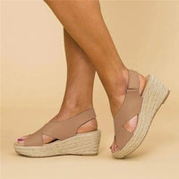 Women's Cross-Over Strap Espadrille Wedges - Slingback