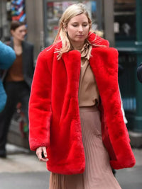 Faux Fur Coat Notched Lapel Winter Chic Eco Friendly Long Jacket for Women 2026