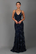 Sequin V Neck Backless Maxi Dress