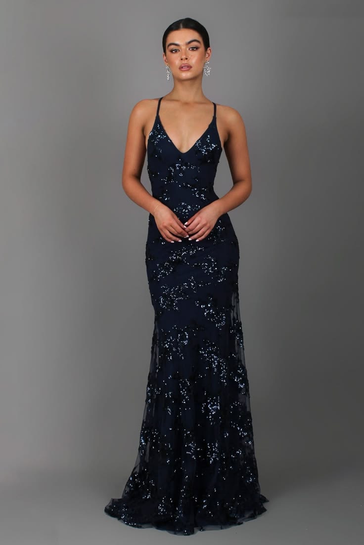 Sequin V Neck Backless Maxi Dress
