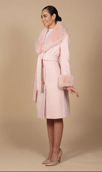 Women's 'Marlene' 100% Cashmere & Wool Coat in Rosa