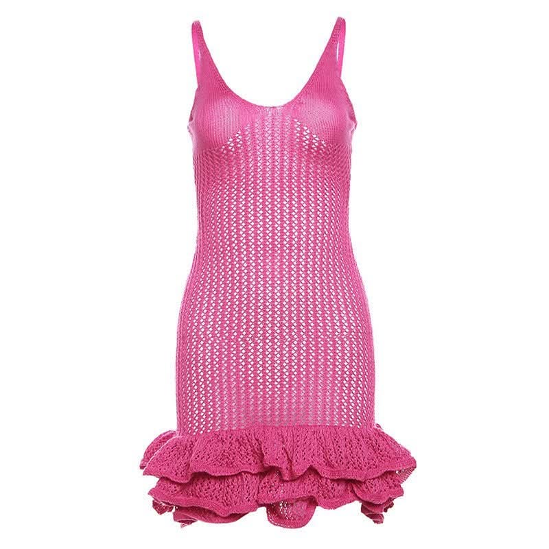 DIANA | CROCHET RUFFLE MINI DRESS