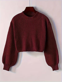 Magdalena | Women's Winter Cropped Ribbed Knit Sweater