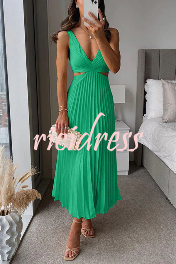 Ambrose Pleated Cutout Midi Dress