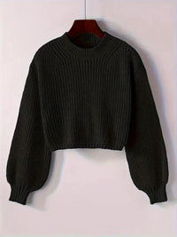 Magdalena | Women's Winter Cropped Ribbed Knit Sweater