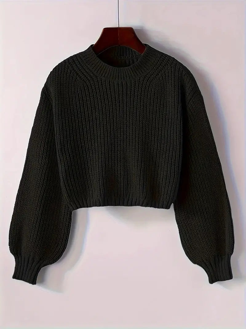 Magdalena | Women's Winter Cropped Ribbed Knit Sweater