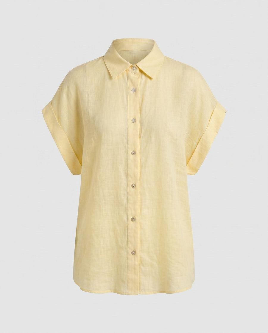Caitlin Casual Linen Blouse in Yellow
