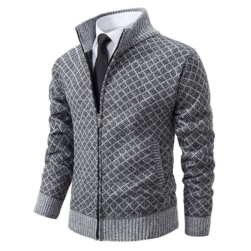 Caitlin Elegant Knit Cardigan with Stand Collar