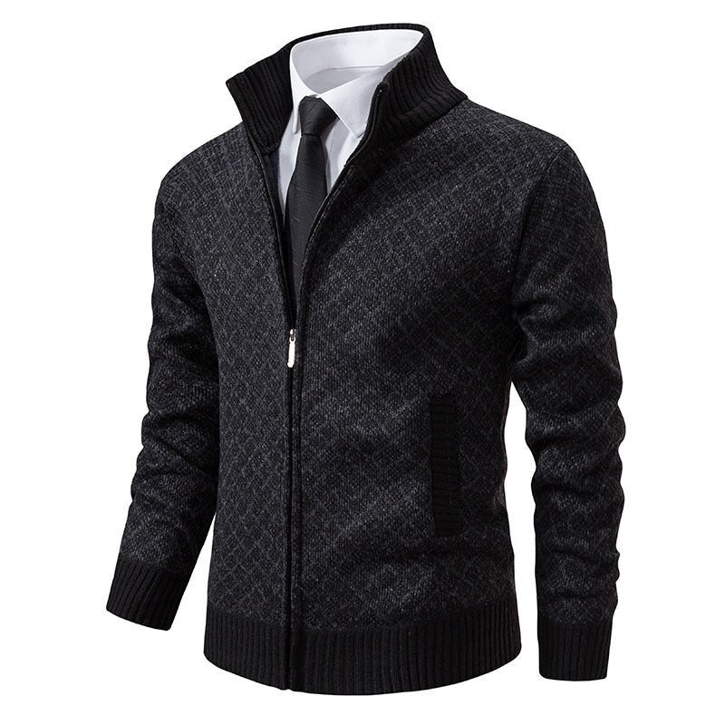 Caitlin Elegant Knit Cardigan with Stand Collar