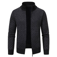 Caitlin Elegant Knit Cardigan with Stand Collar in Black