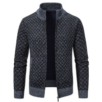Caitlin Elegant Knit Cardigan with Stand Collar in Dark Grey