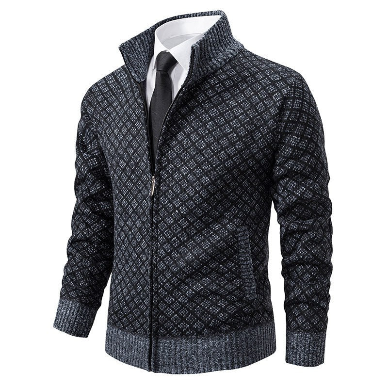 Caitlin Elegant Knit Cardigan with Stand Collar