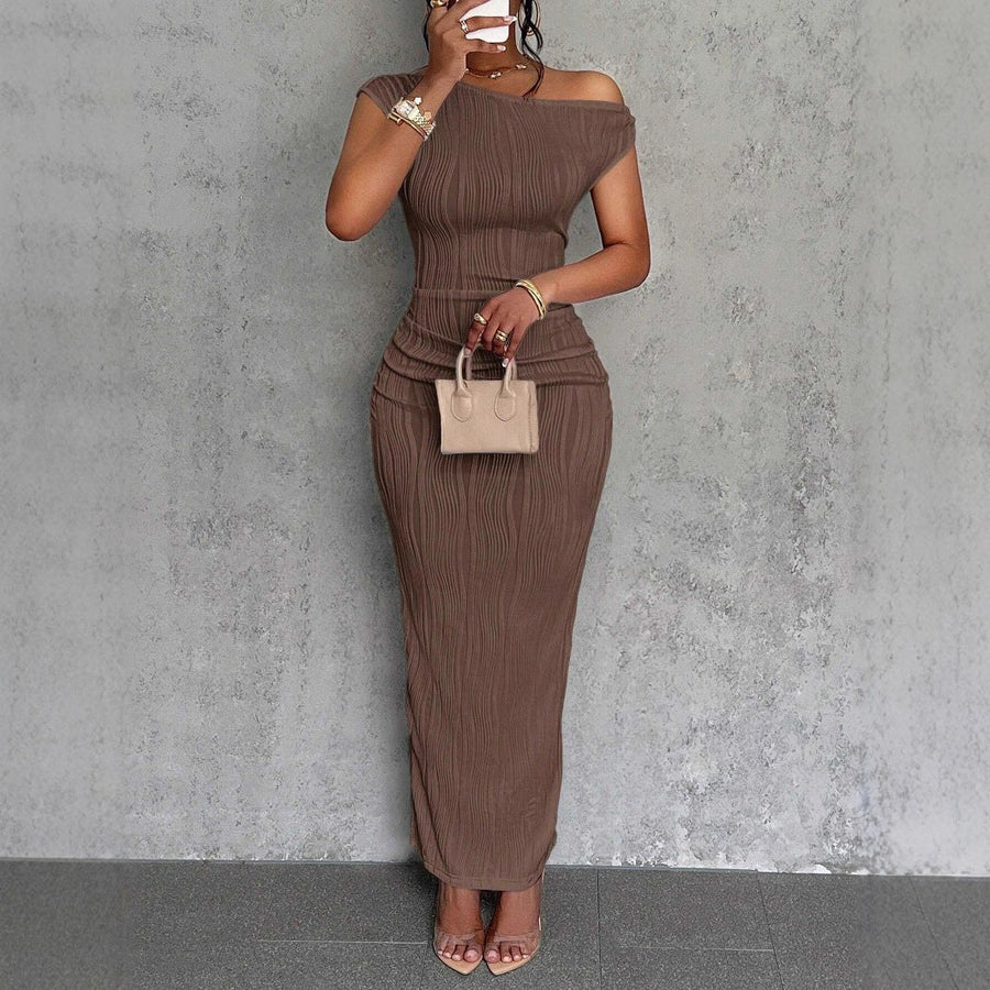 Caitlin Elegant Maxi Dress in Khaki Green