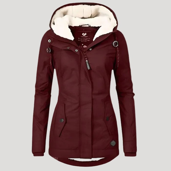 Caitlin Jacket with Hood in Red