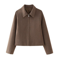 Caitlin Jacket with Zip Front in Coffee