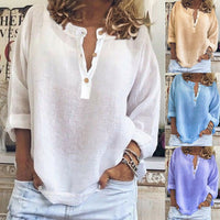 Caitlin Linen Blouse with Button Front