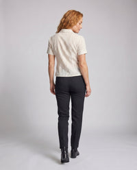 Caitlin Linen Blouse with Short Sleeve and Fitted