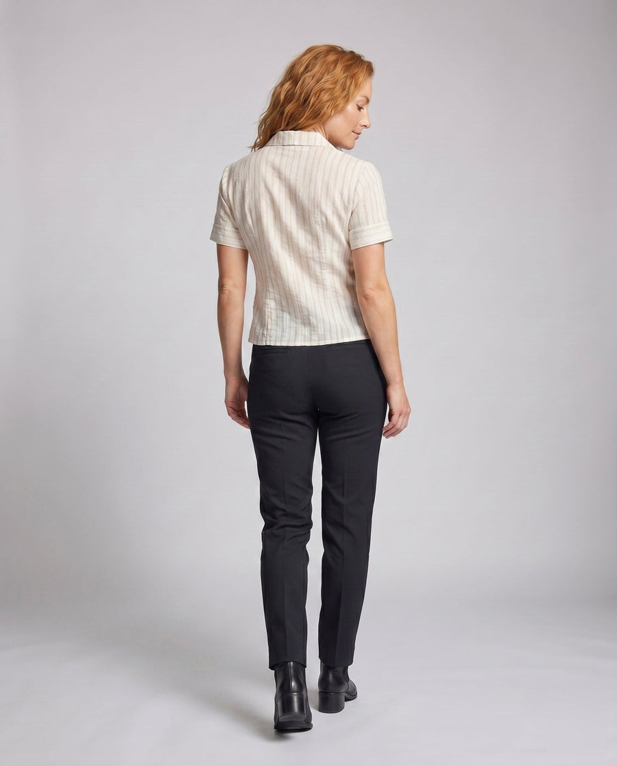 Caitlin Linen Blouse with Short Sleeve and Fitted