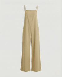 Caitlin Linen Jumpsuit with Wide Leg in Apricot
