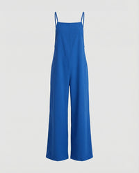 Caitlin Linen Jumpsuit with Wide Leg in Blue