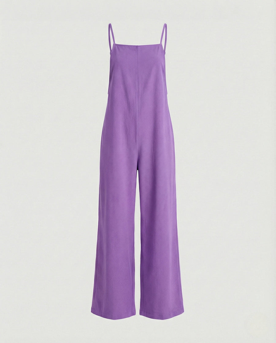 Caitlin Linen Jumpsuit with Wide Leg in Pink