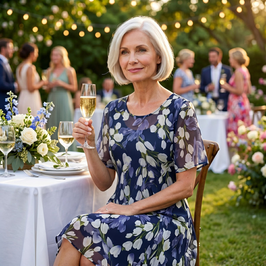 Calanthe Women's Floral Midi Dress Navy