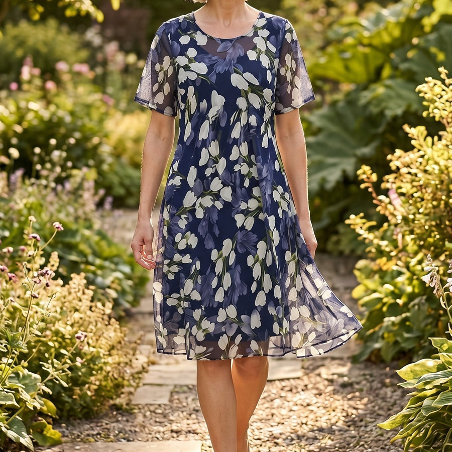 Calanthe Women's Floral Midi Dress Navy