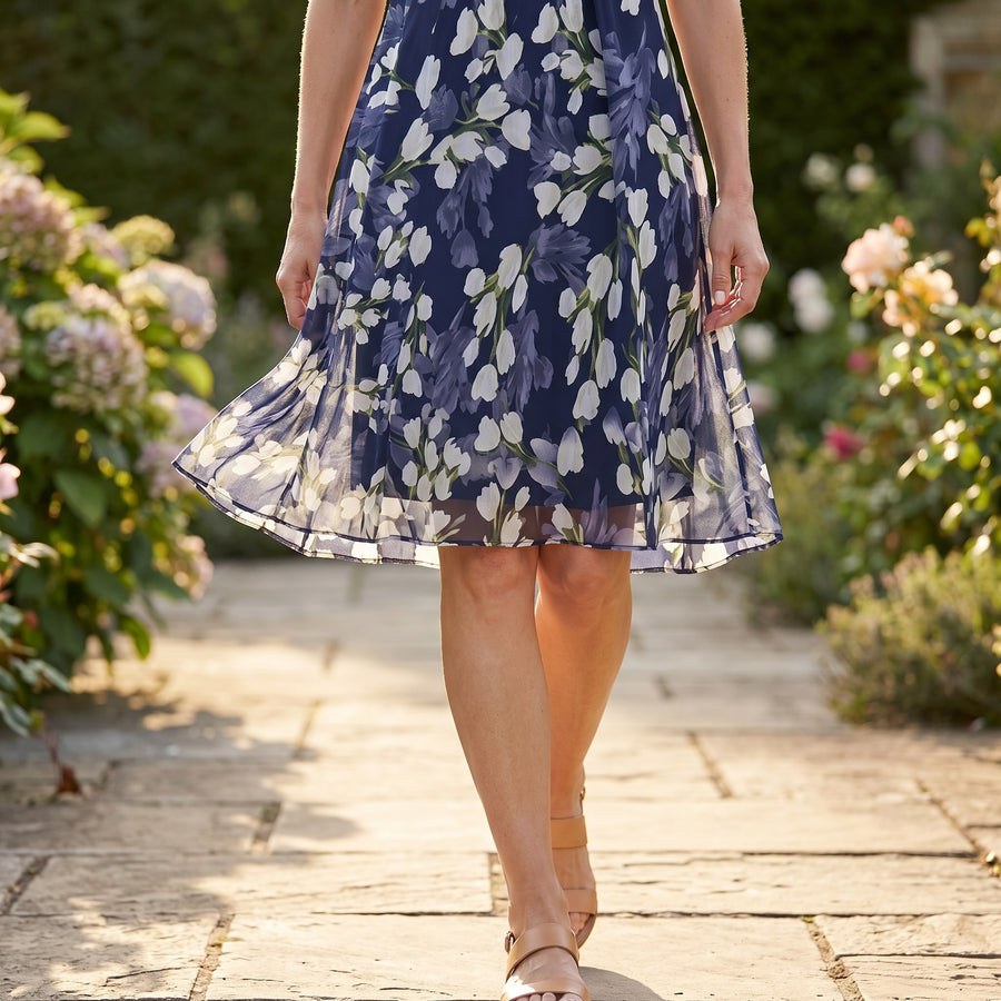 Calanthe Women's Floral Midi Dress Navy