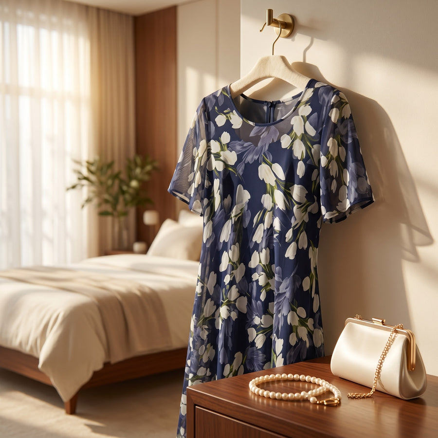 Calanthe Women's Floral Midi Dress Navy