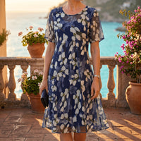 Calanthe Women's Floral Midi Dress Navy