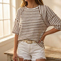 Caldene Women's Striped Relaxed Fit Knit Top