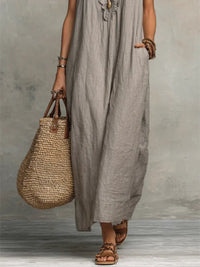 Caldora Women's Linen Summer Maxi Dress