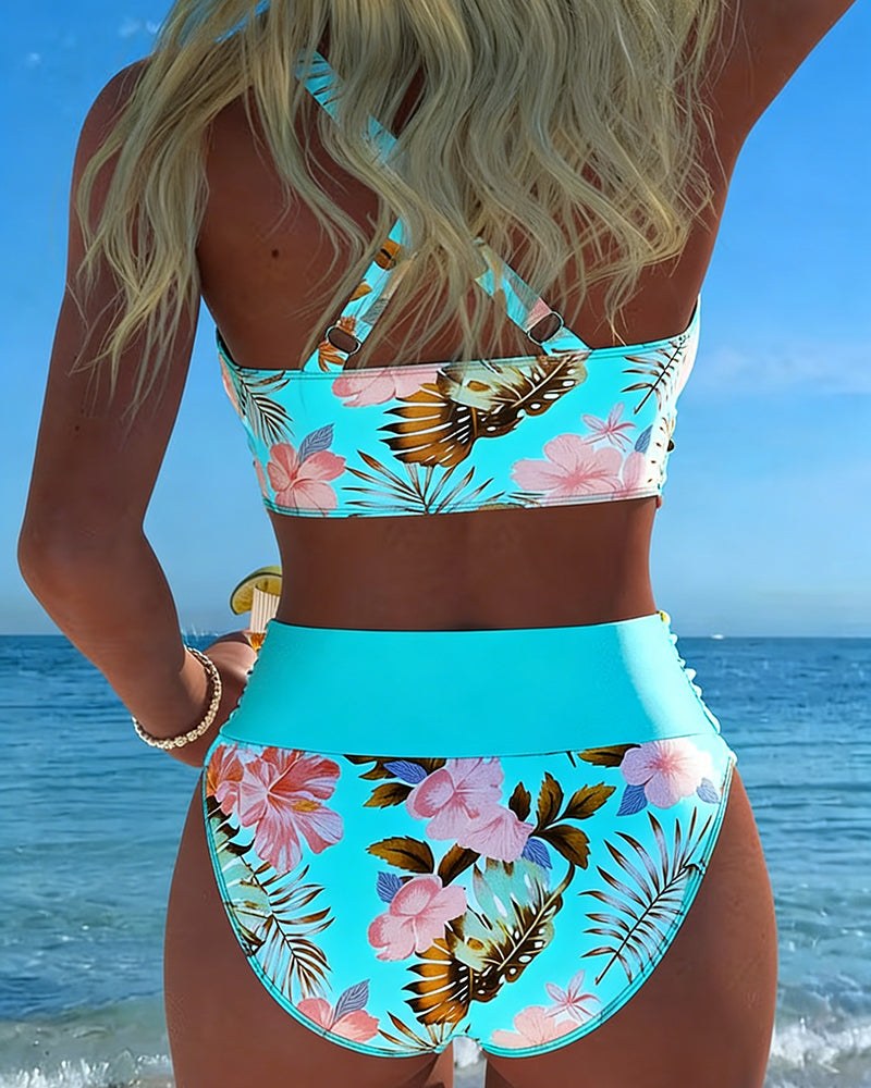 Caldwyn Women's Bikini Set High Waist Swimwear in Fuchsia