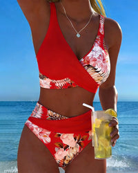 Caldwyn Women's Bikini Set High Waist Swimwear in Red