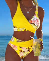 Caldwyn Women's Bikini Set High Waist Swimwear in Yellow