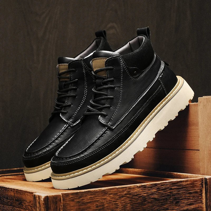 Caleb Genuine Leather Boot in Charcoal