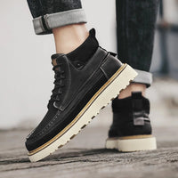 Caleb Genuine Leather Boot in Charcoal