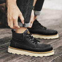 Caleb Genuine Leather Boot in Charcoal
