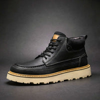 Caleb Genuine Leather Boot in Charcoal