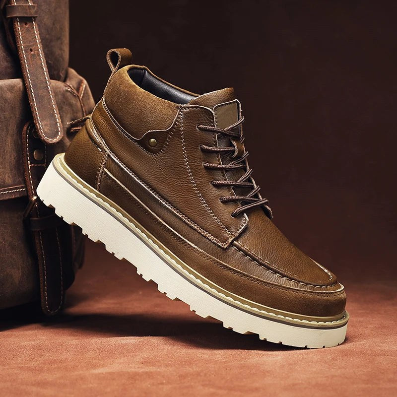 Caleb Genuine Leather Boot in Espresso Brown