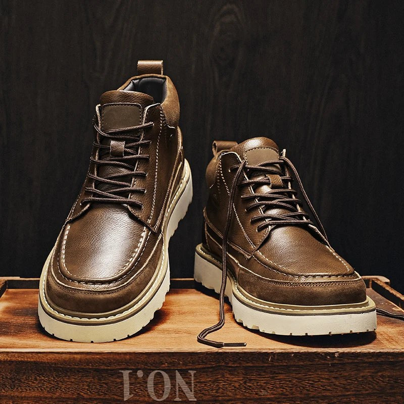 Caleb Genuine Leather Boot in Espresso Brown
